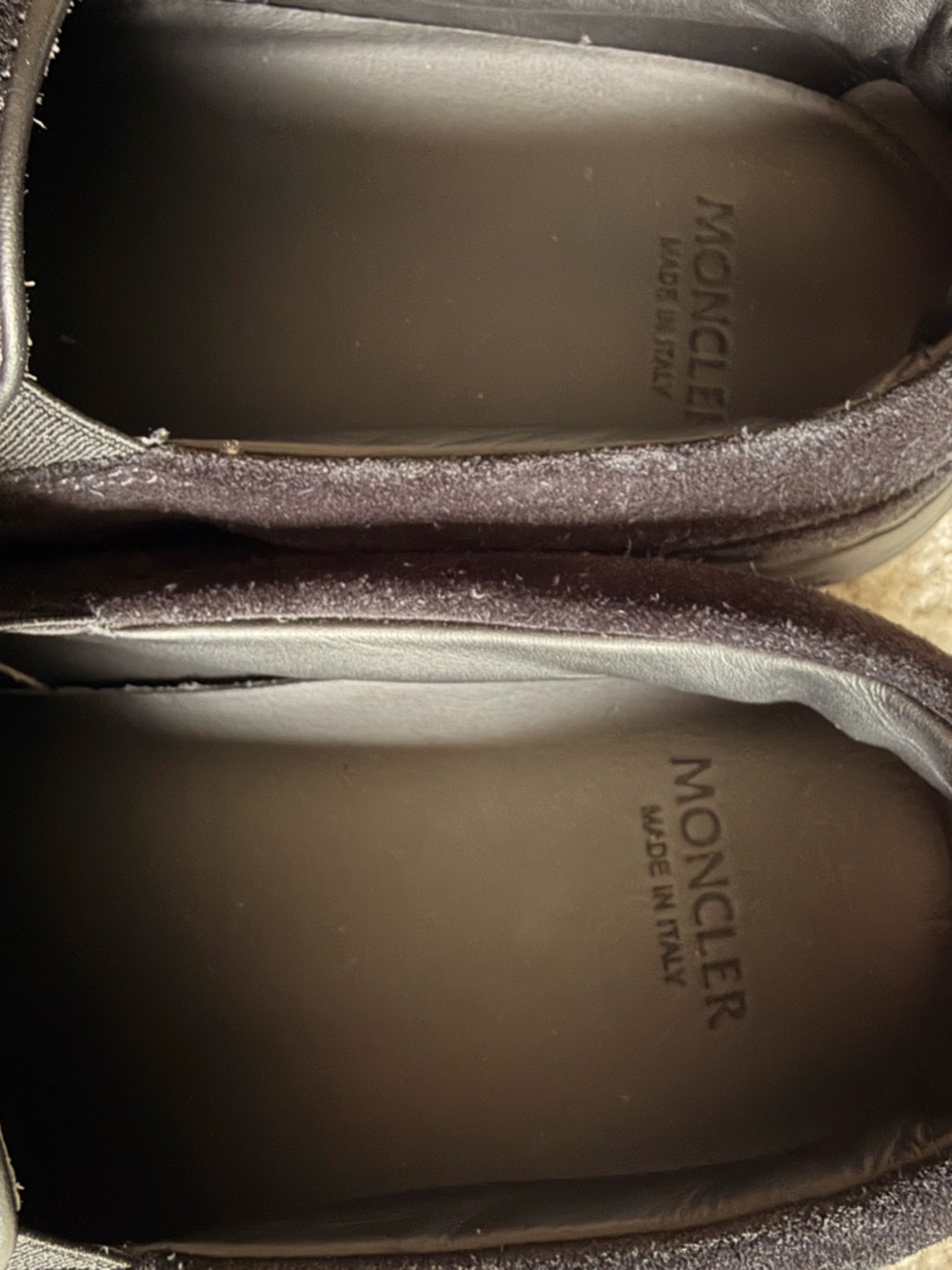 Moncler Black Suede Slip-On Loafers - Picture 3 of 7
